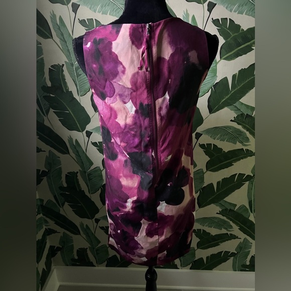 Ann Taylor LOFT Purple Watercolor Floral Shift Dress Size 4P - Picture 5 of 7